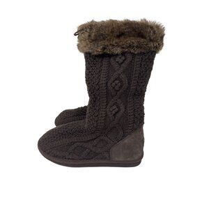 L.L. Bean Womens Cable Knit Faux Fur Lined Slipper Boots Size‎ 11M